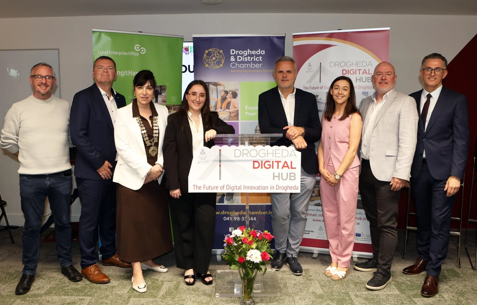 Digitise Drogheda facilitators, including Sabrina Basante of 2U Digital, at the Drogheda Digital Hub launch