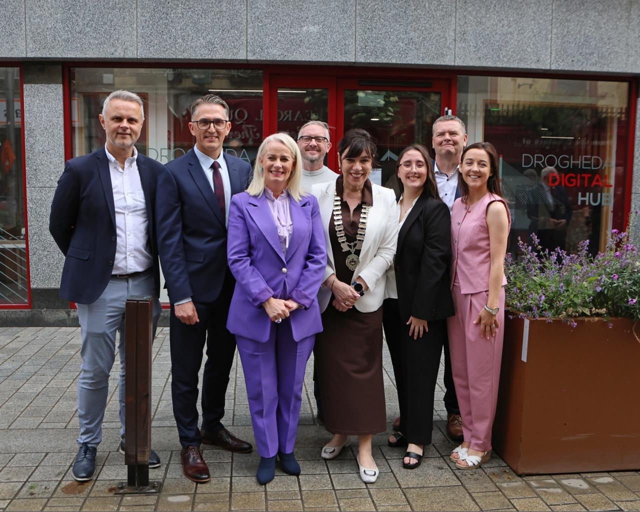 Minister of State Niamh Smyth TD with the Digitise Drogheda team outside Drogheda Digital Hub